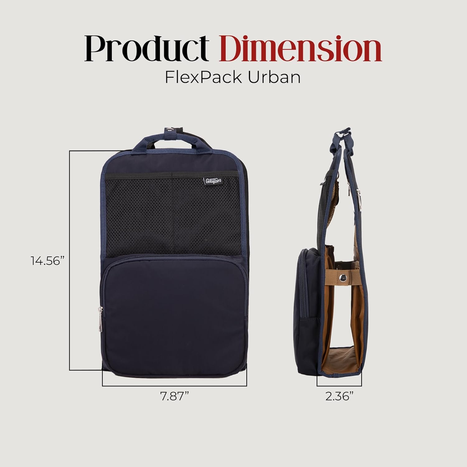 GillyGro Unisex Foldable Vertical Backpack Organizer Insert for Tote Bag, Carry On, Picnic, Camping - With Pockets & Handle