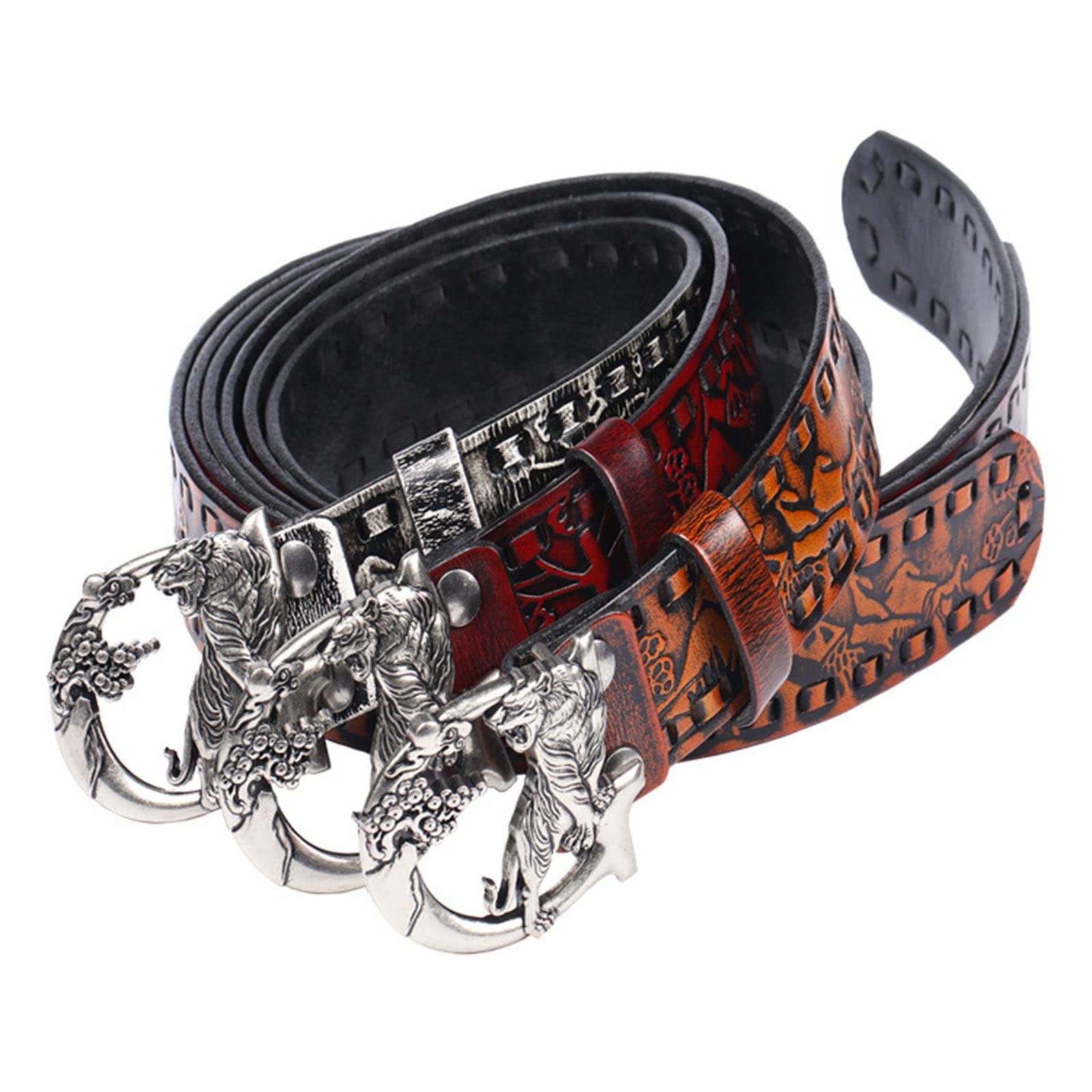 Tiger Decoration Belt Buckle Decorative Rivet Leather Leather Belt