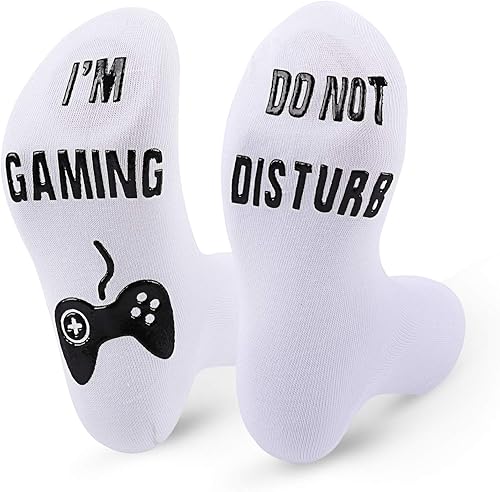 Vista 8 de QAPIZM Do Not Disturb I'M Gaming Socks, Men Gifts Ideas Valentines Day Kids Valentine Boy Gamer Sock Gift for Mens Dad Father