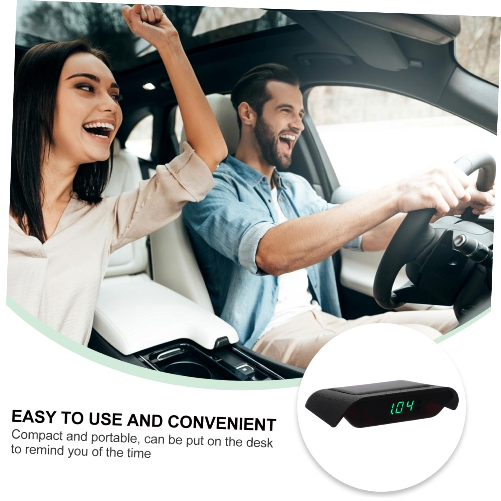 ULTECHNOVO 3piezas Reloj Solar De Coche Sensor De Vibración y Pantalla Led Digital Temporizador Electrónico De Alta Precisión Carga Solar Para Uso Vehículos y Escritorios Fecha y