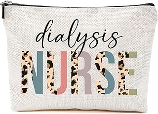 Dialysis Nurse Cosmetics Bag - Leopard Dialysis Nurse Makeup Bag - Gifts For Dialysis Nurse - Dialysis Nurse Birthday Gift - Cosmetic Travel Pouch Bag, White, 7''x9.8''