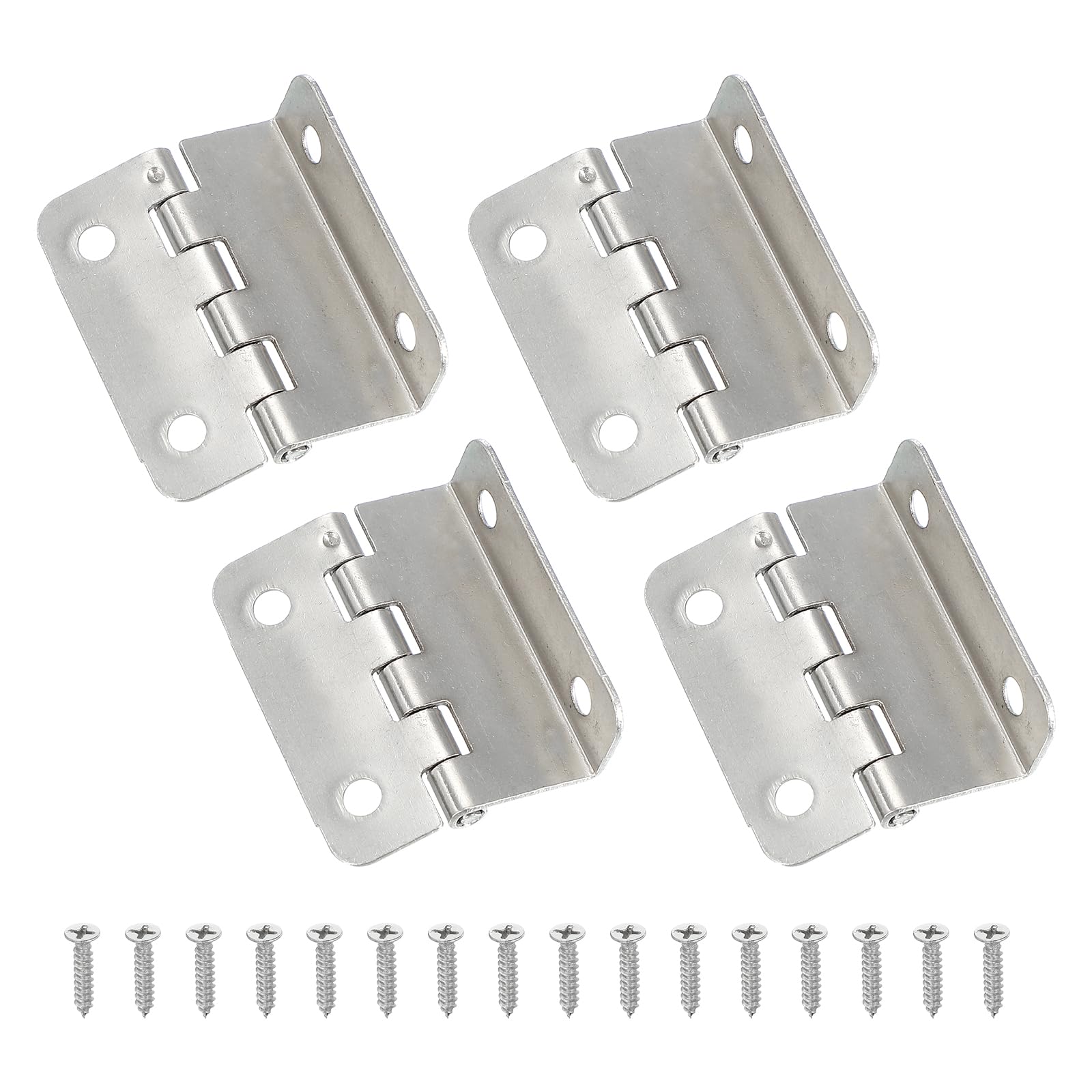 Photo 1 of MECCANIXITY Tri Fold Hinge, Vintage Half-Surface Hinges Small Semi-Concealed Three Folding Retro Decorative Chest Hinges Hardware with Screw for Cabinet Box Window Silver Pack of 4