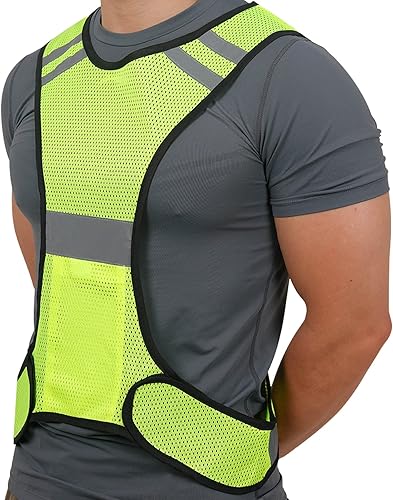 Miniatura 5 de TCCFCCT Chaleco reflectante para correr, equipo de correr de alta visibilidad con bolsillo grande