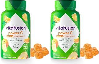 Extra Strength Power C Gummy Vitamins, Tropical Citrus Flavored Immune Support (1) Vitamins, 92 Count (Pack of 2)