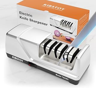 Professional 3-Stage Electric Knife Sharpener for Kitchen Knives, with 100-Percent Diamond Abrasive 15° Precision Angle Guide Quickly Sharpening, Polish Blades/Repairing/Restoring