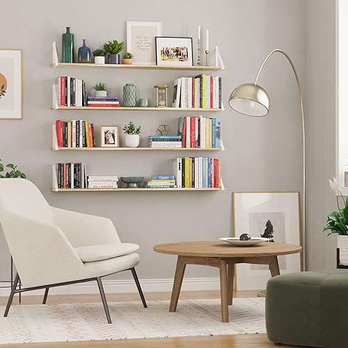 Miniatura 2 de Wallniture Bora - Estantes flotantes largos, 48 x 6 pulgadas, estantería montada en la pared para sala de estar, baño, cocina y dormitorio, estantes