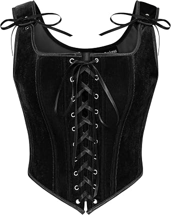 Scarlet Darkness Corset Tops for Women Renaissance Velvet Bustier Bodice