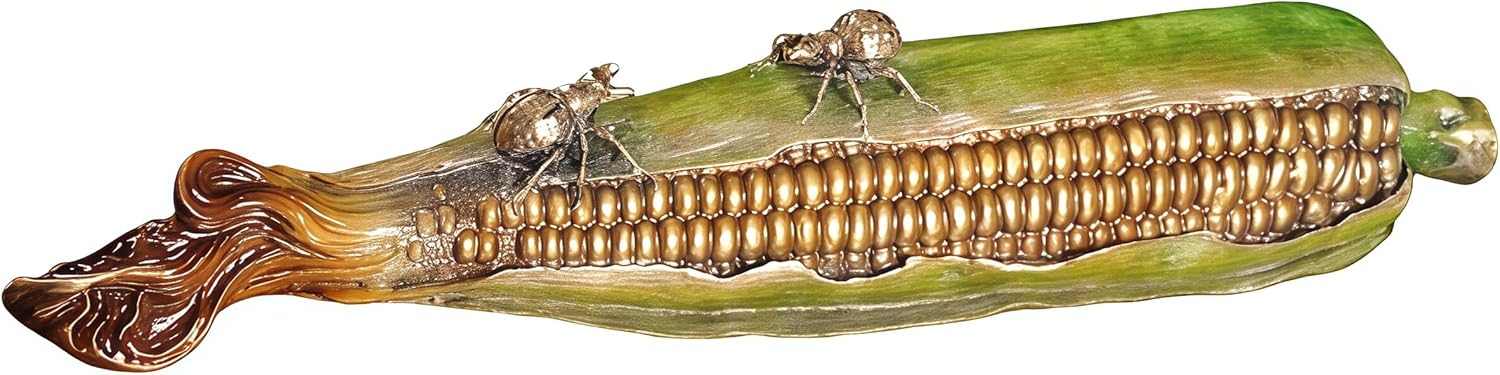 Top Brass Artificial Corn, Faux Fake Corn, Artificial Vegetable, Fake Faux Vegetable, Feng Shui Decor & Gifts for Home, Feng Shui Statue, Chinese New Year Decoration, Chinese Decor & Gifts (Green)