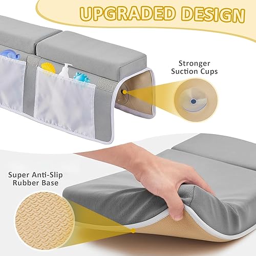 Miniatura 2 de Juego de rodilleras y codos de baño para bebé, 26 pulgadas extra largas y 2.4 pulgadas de grosor, almohadilla de rodillas de secado rápido para