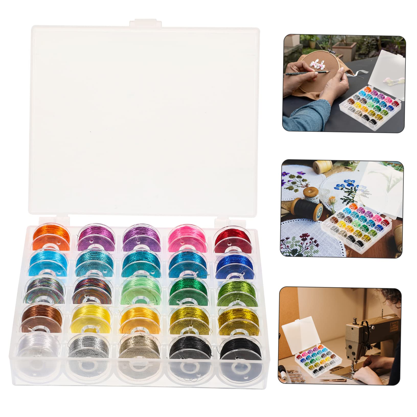 SHINEOFI 75 Rollos hilo de bordar hilo de coser de poliester bordado bricolaje hilos hilo de bordado embroidery kit embroidery thread hilos de bricolaje hilo de coser casero el plastico