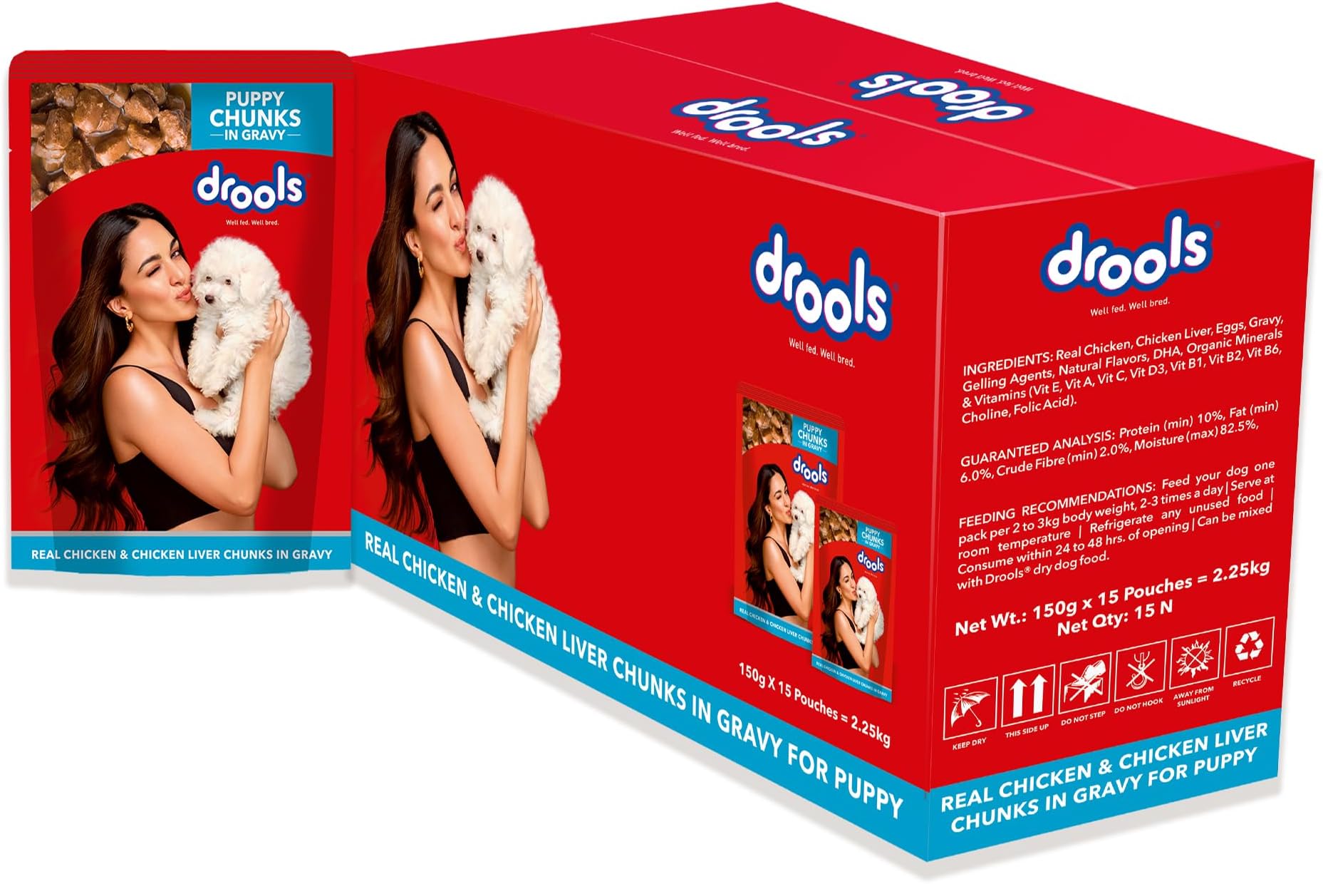 Puppy Wet Dog Food 2.25kg (150g x 15 Packs) | Real Chicken & Chicken Liver Chunks in Gravy | Better Digestibility & Overall Health | Supports Healthy Skin & Coat | Maintains Joint Health