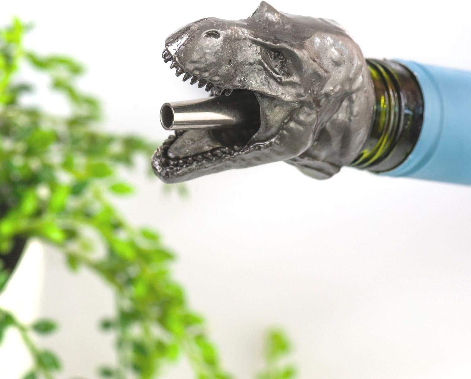 Jurassic Park T-rex Wine Pourer - Stainless Steel Pour Spout Fits Standard Wine Bottles - By Surreal Entertainment