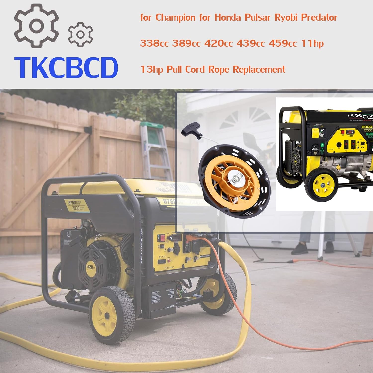 GX390 GX340 Recoil Starter Compatible with Champion 389cc 439cc 420cc 459cc Pull Start Assembly Compatible with Predator 11hp 13hp Generator Parts 2 Pull Cord Rope thumbnail