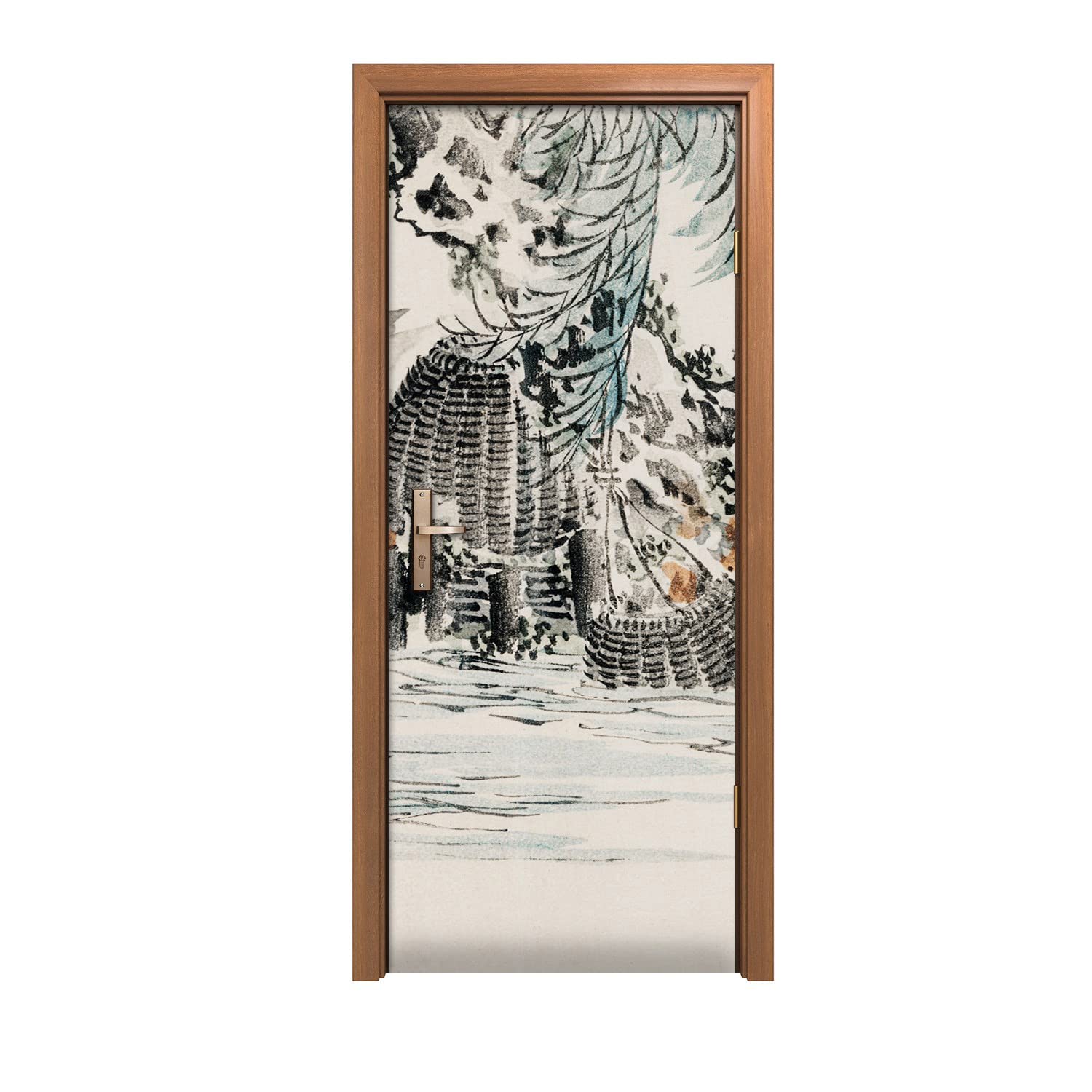 Autocollant de porte 80x200cm Arbre d'eau pour décoration murale design