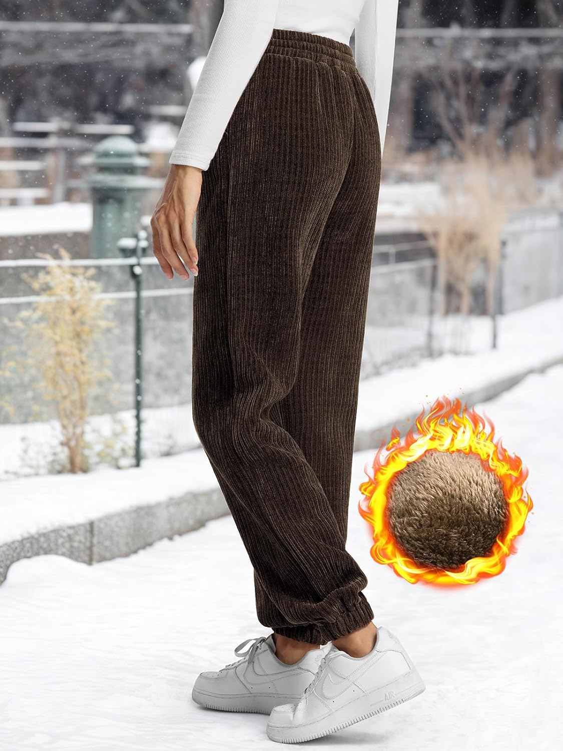 QIANXIZHAN Women's Winter Warm Thick Fleece Pants, Lined Sweatpants Pants Joggers Comfy Pajama Clothes - Image 2