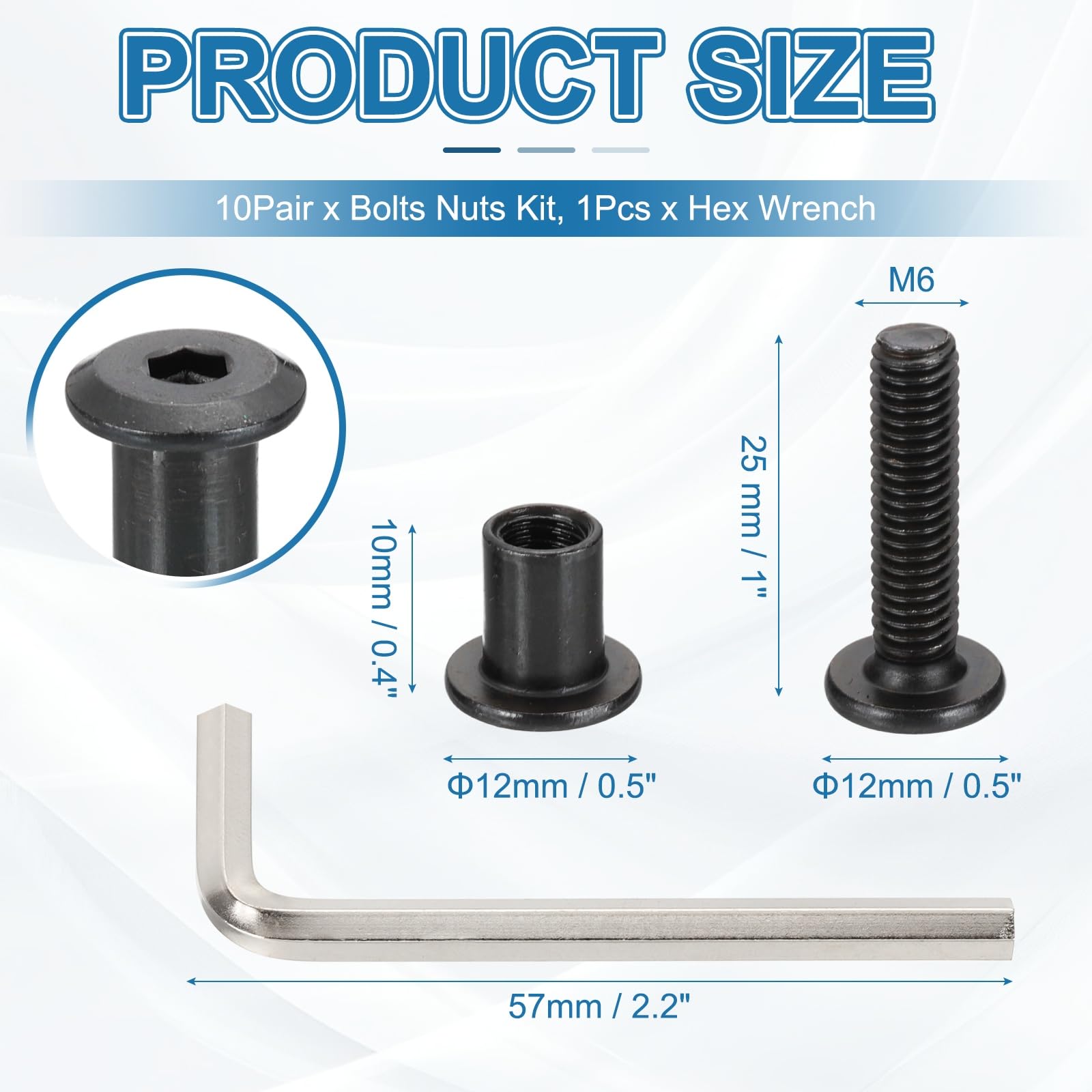 PATIKIL M6x25mm Hex Drive Socket Cap Bolt - Image 2