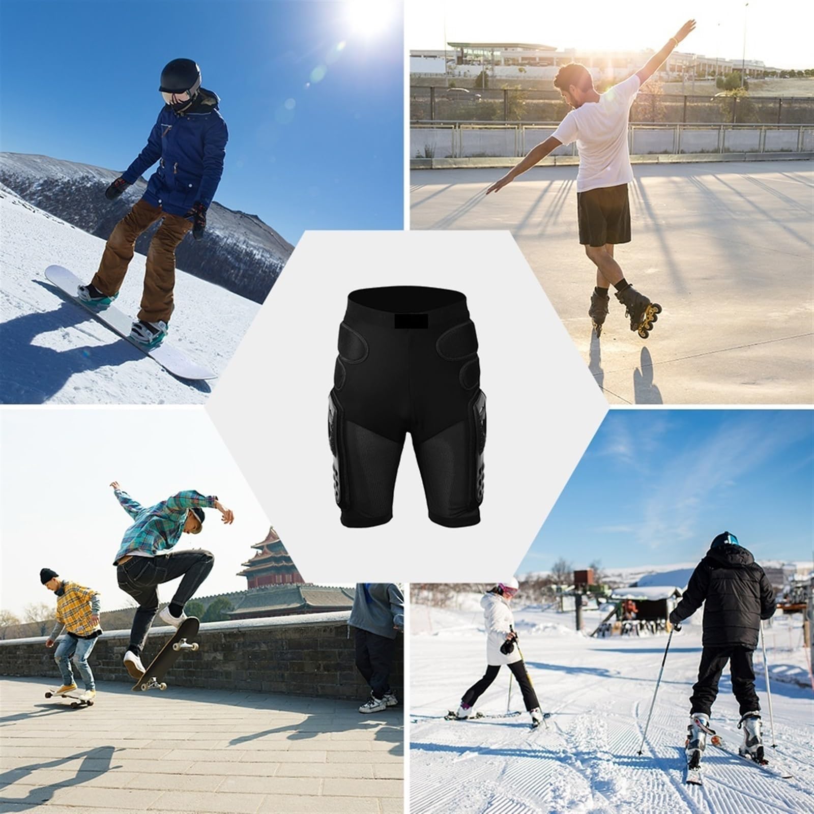 Short de Ski Rembourré Protection de la Hanche Pantalon d'armure d'équitation Short de Protection for la Moto VTT Cyclisme Ski Patinage Sports d'hiver(XX-Large)