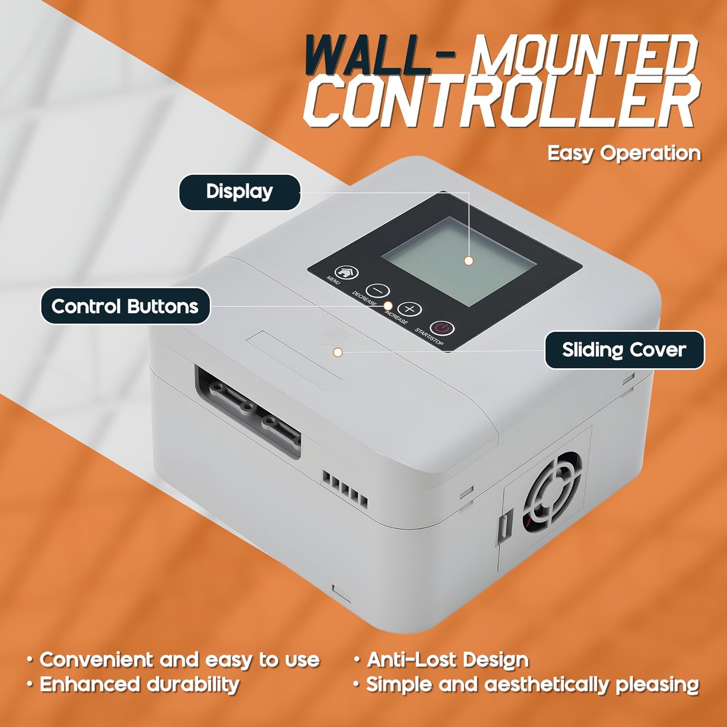 Albott 144" 5 Blade Industrial Ceiling Fan, Energy-Saving DC Motor with Wall Controller, Commercial Large Celiong Fan for Warehouses, Workshops & Patios, Silver Gray