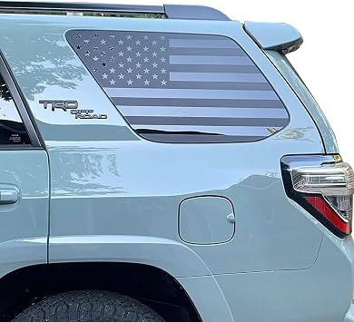 Zxiaochun Rear Window American Flag Decal Fits Toyota 4Runner 5th Gen 2010-2017 2018 2019 2020 2021 2022 2023 2024, Precut Back Side Window Glass USA Flag Vinyl Sticker AccessoriesMatte Black