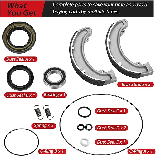 Miniatura 7 de Kit de retenes de cojinete de zapatas de tambor de freno trasero para Honda TRX300 Fourtrax 300 1988-2000
