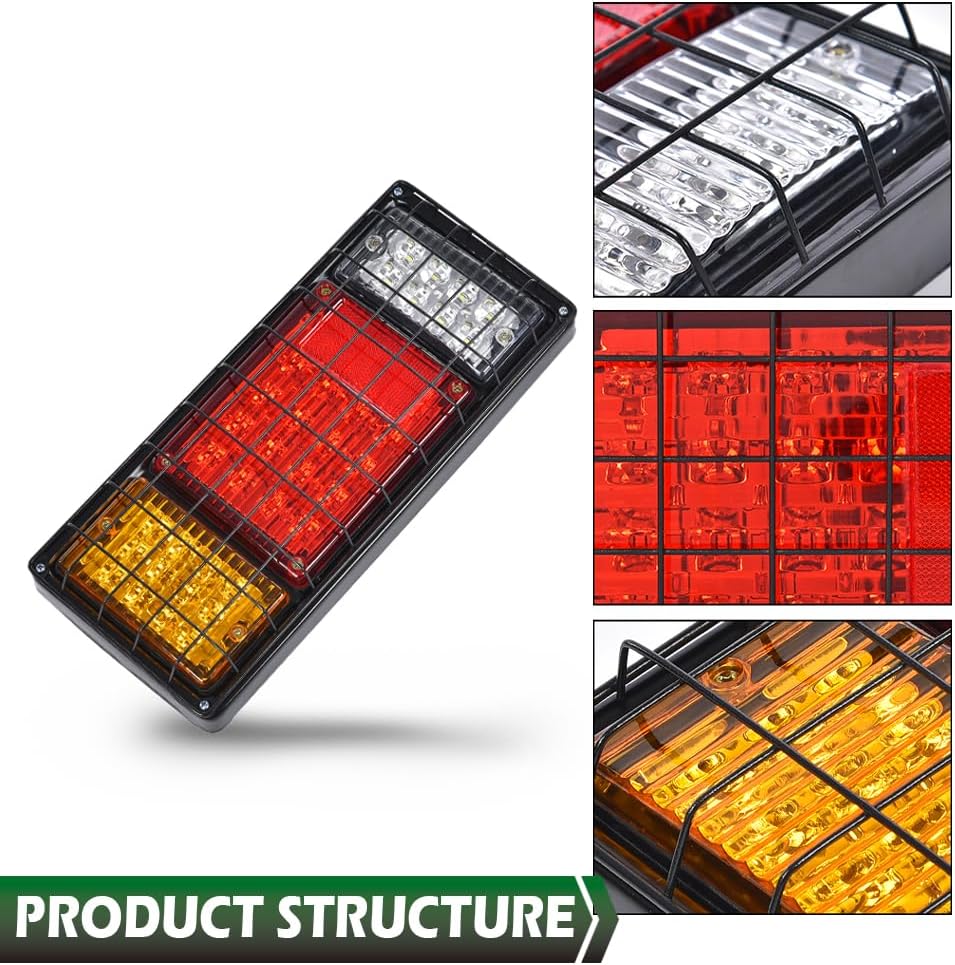 GRAND ORANGE 40 LED Power Supply RV Tail Lights Assembly Rear Lights Tail Lamp Trailer Lights Compatible with RV Vehicle Tail Turn Signal Brake Reverse Running Lights Tail Lamp 10-30V