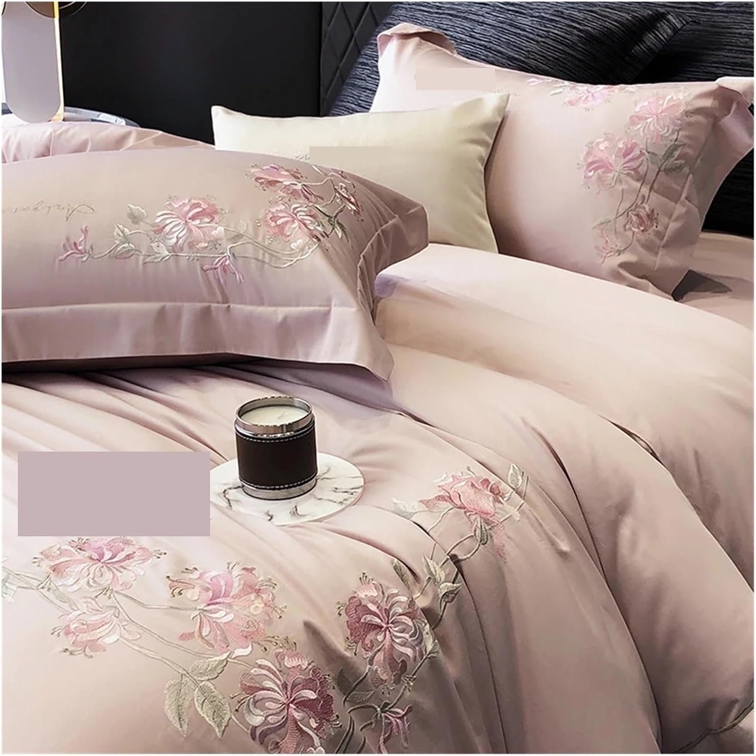, 100S Egyptian Long Staple Cotton Flowers Embroidery Bedding Set Duvet Cover Set Flat/Fitted Bed Sheet Pillowcases,Bed