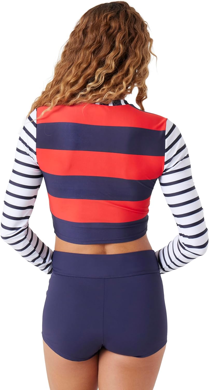 Nautica Women's Cropped Rashguard – Quick-Dry, UPF+, Swim Shirt, Pool, Beach, Hiking, Yoga, Volleyball