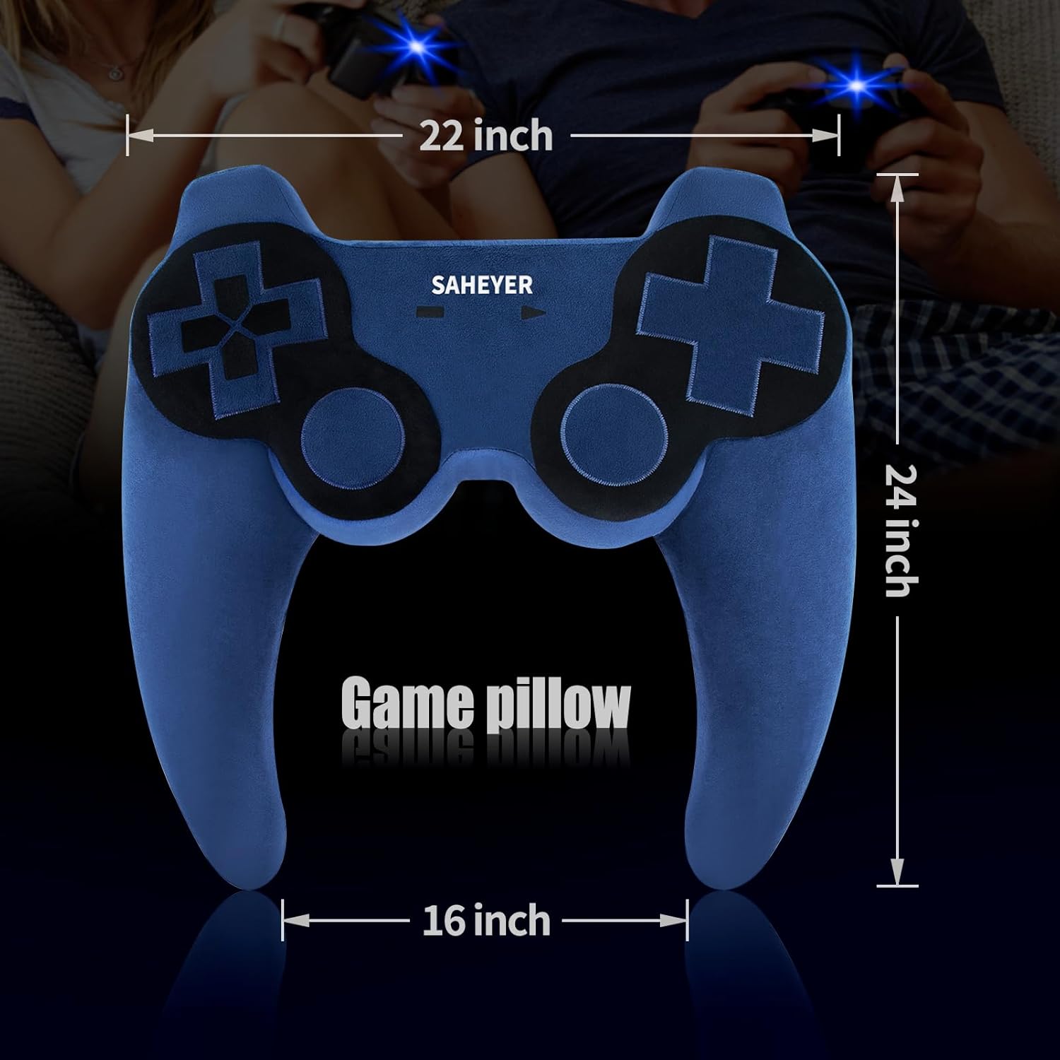 SAHEYER Gaming Pillow for Reading, Extra Large Arm Rest Pillow for Adult, Memory Foam Bed Rest Pillow for Elbow Pain Relief -Teen Boyfriend Gamer/Sofa Couch/Computer Chair/Play Station/Working, Blue