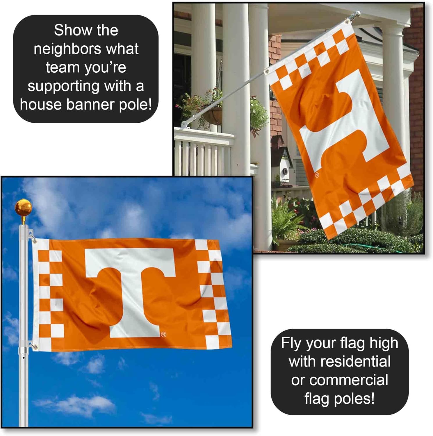 College Flags & Banners Co. Tennessee Volunteers Checkerboard Flag - Image 3