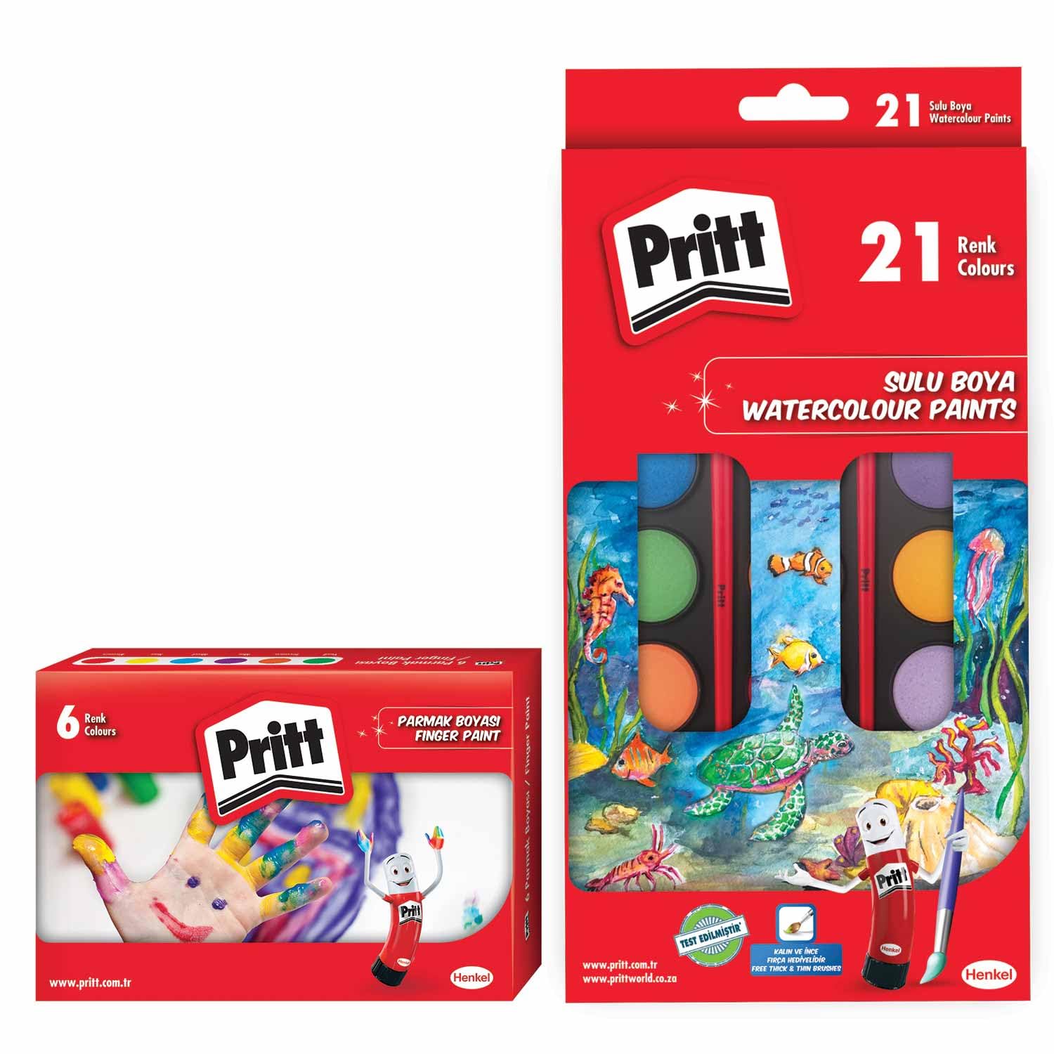 Pritt 21'li Sulu Boya + 6'lı Parmak Boyası