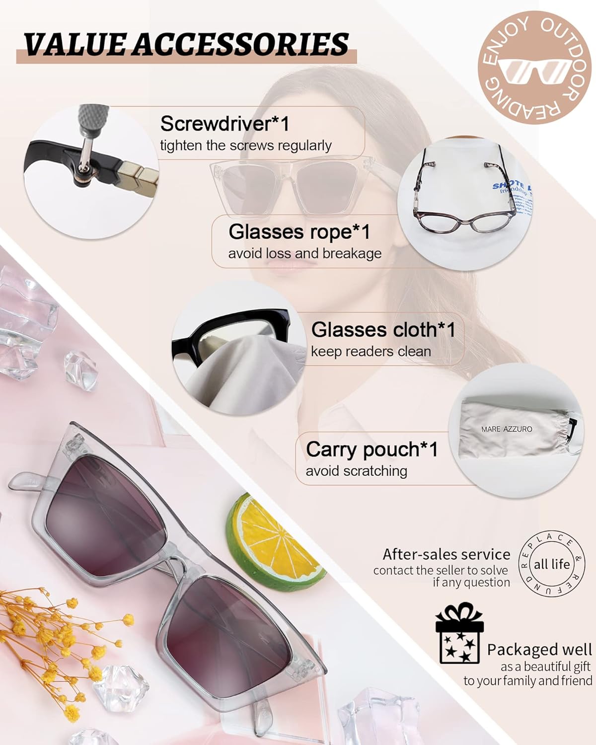 MARE AZZURO Oversized Reader Sunglasses Women Large Sun Reading Glasses 1.0 1.25 1.5 1.75 2.0 2.25 2.5 2.75 3.0 3.5 4.0