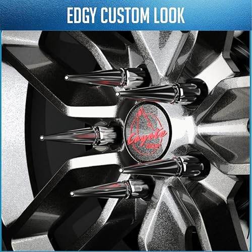 Vista 4 de Wheel Accessories Parts 20 piezas M12x1.5 12x1.5 rosca Spike Spline 4.40" largo tuercas negras 7/8" y 13/16" hexagonales para Chevy Blazer S10 GMC