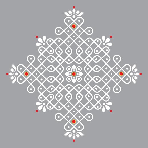 VVWV Traditional Kolam Wall Sticker for Home Decor | Indian Rangoli Design | Ethnic Mandala Corner Art Pooja Room Diwali P...