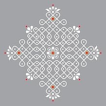 Traditional Kolam Wall Sticker for Home Decor | Indian Rangoli Design | Ethnic Mandala Corner Art Pooja Room Diwali Pongal Festival Decor | Cultural Design Sticker (White)