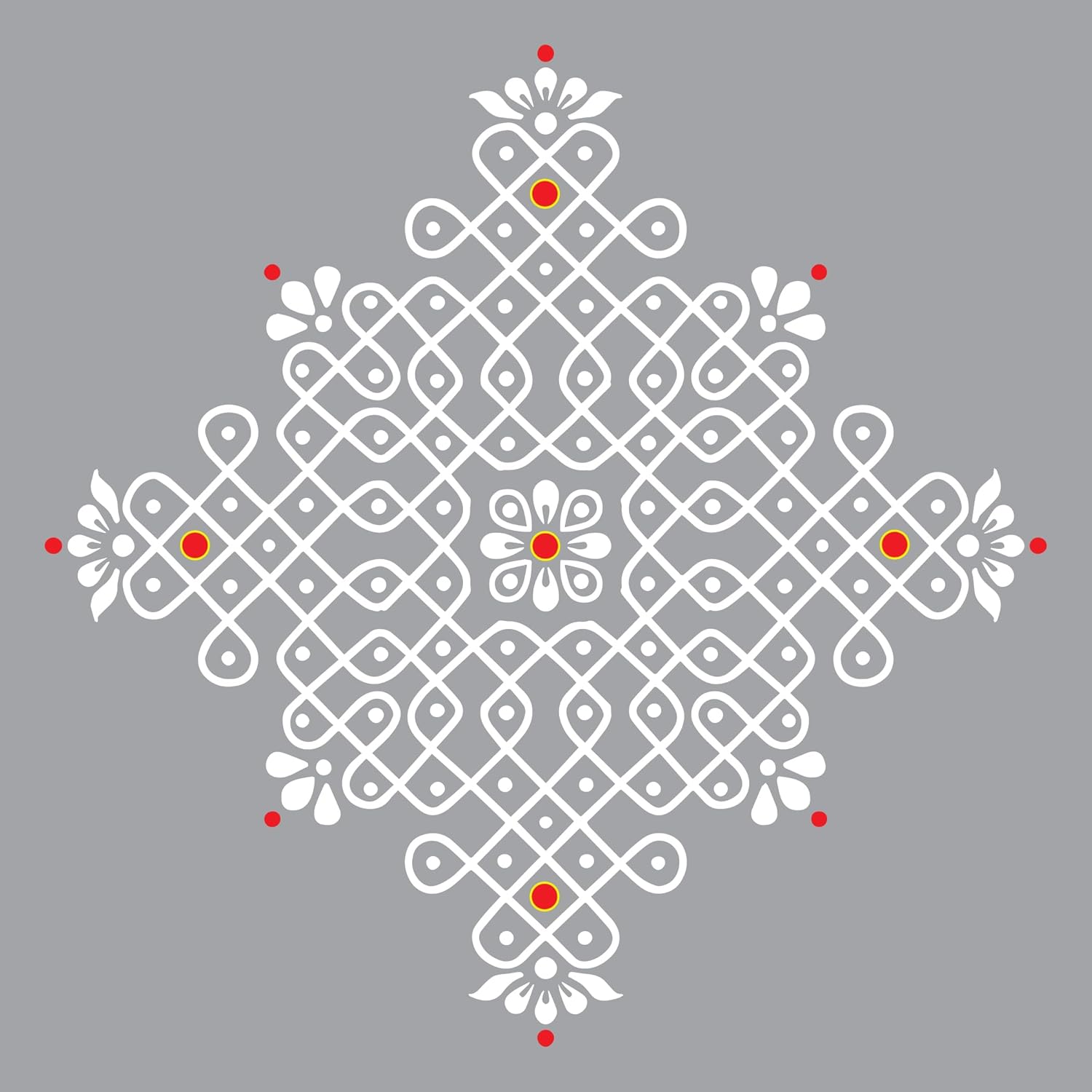 VVWV Traditional Kolam Wall Sticker for Home Decor | Indian Rangoli Design | Ethnic Mandala Corner Art Pooja Room Diwali P...
