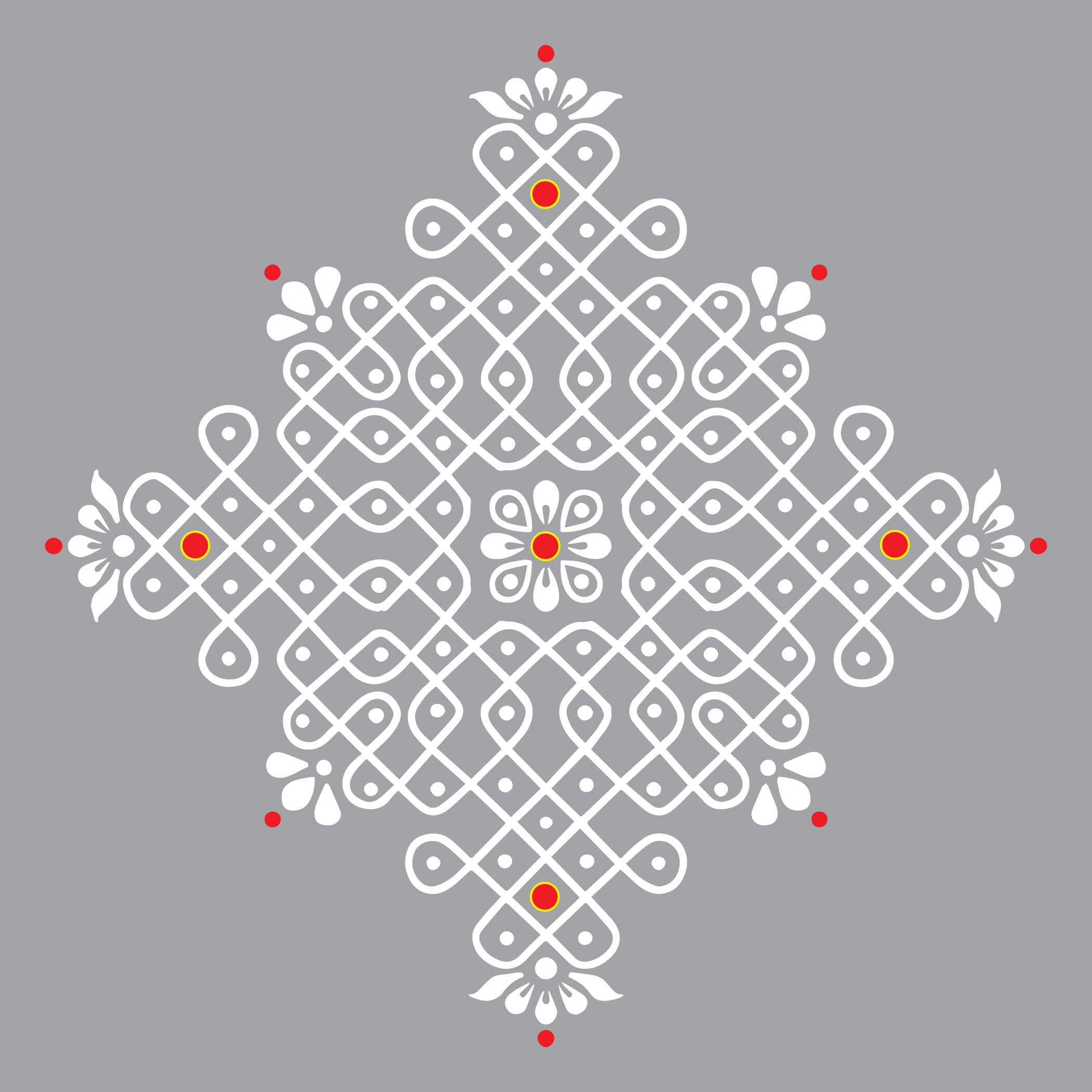 VVWV Traditional Kolam Wall Sticker for Home Decor | Indian Rangoli Design | Ethnic Mandala Corner Art Pooja Room Diwali Pongal Festival Decor | Cultural Design Sticker (White)-image-19