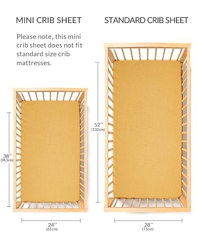 Miniatura 6 de Sábanas para minicuna para bebé, ajustables para colchón Pack N Play y minicunas de 24" x 38", sábana de colchón para minicuna de muselina de
