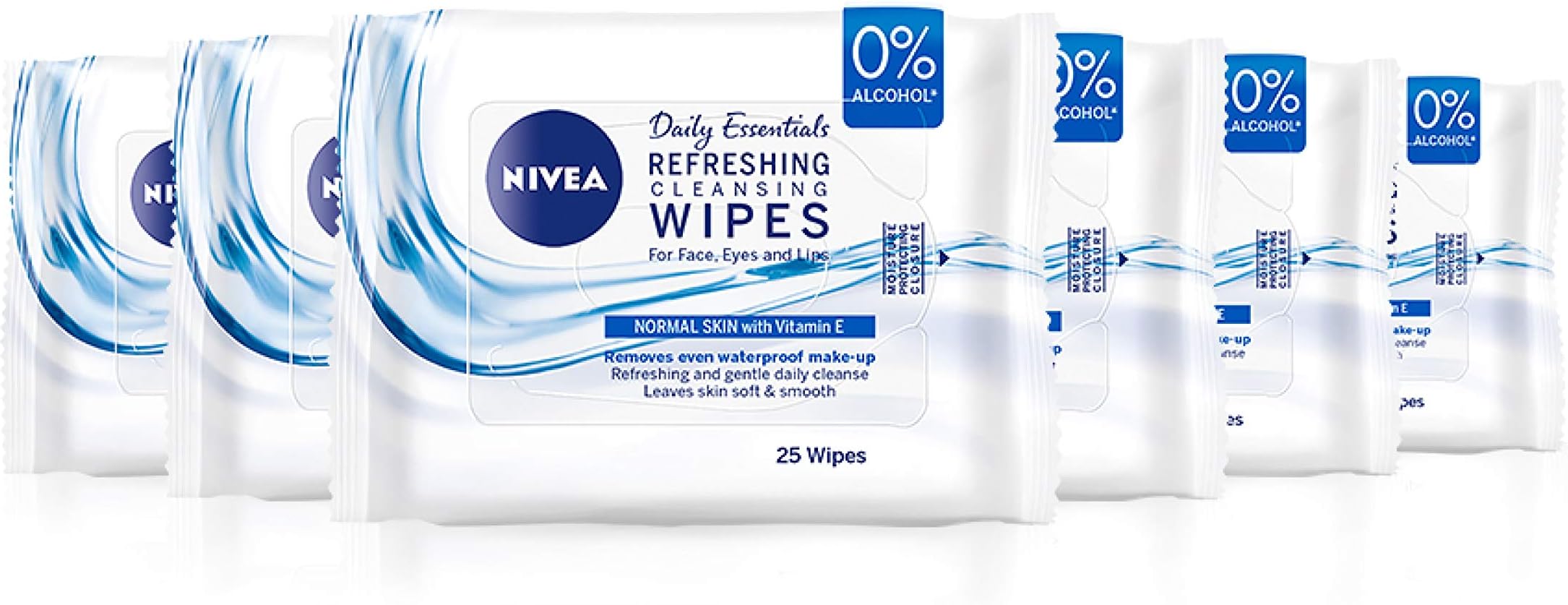 NIVEA Refreshing Make-Up Wipes with Vitamin E (Pack of 6, 150 Wipes)