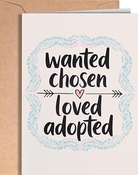 Adoption Card - Happy Adoption Day Card Finalization for Children, Daughter, Son or Baby Girl or Boy -Greeting Cards Present from Adoptive Parents - Adoption Cards from Bonus Parents - NUM 188