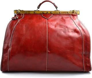 Leather doctor bag mens travel bag womens cabin luggage bag leather shoulder bag medical bag retro doctor bag weekender bag leather carryon red