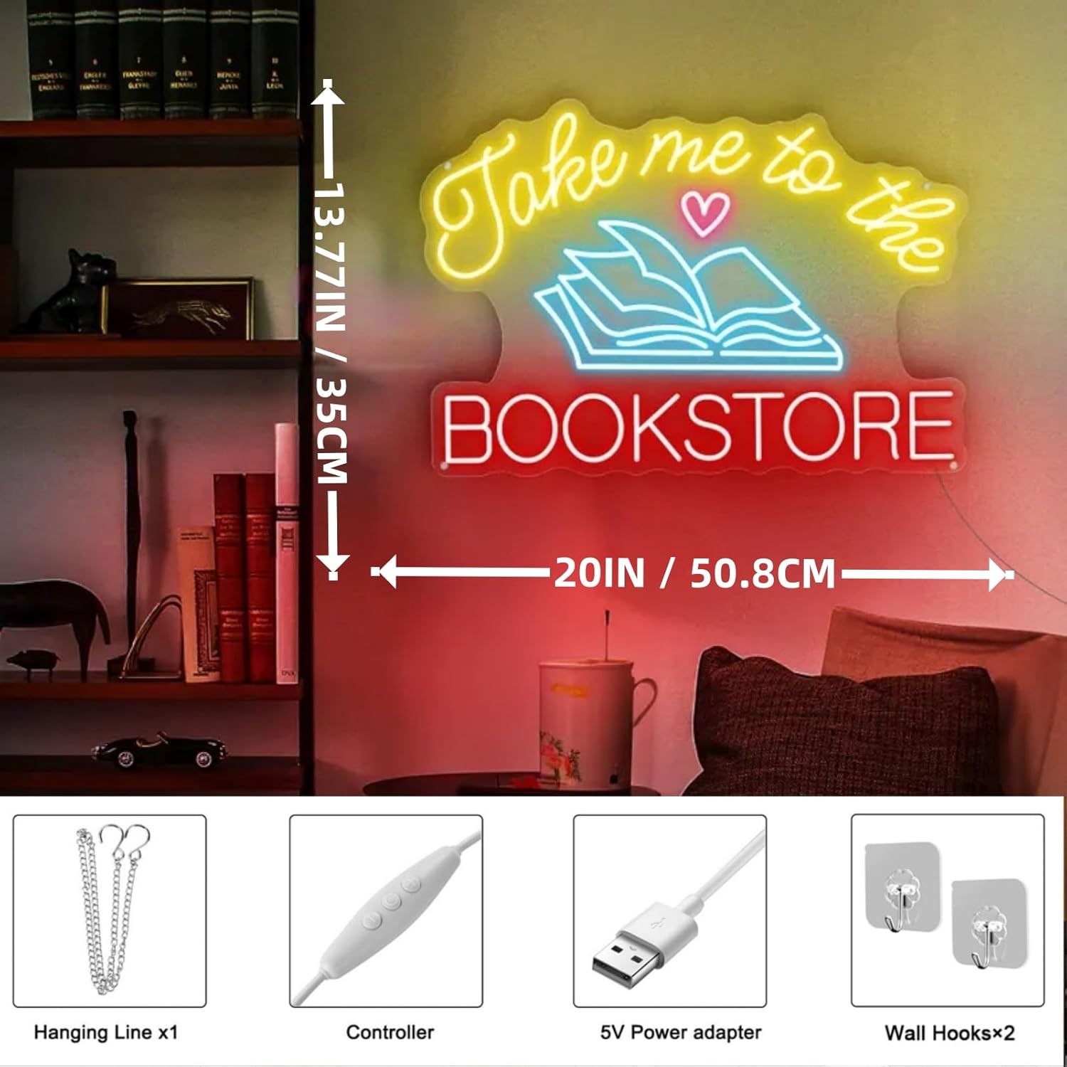 Take Me To The Bookstore Neon Sign, Reader Neon Sign, Library Decor, Book Club Led Sign, Bookstore Led Sign, Custom Neon Sign, Bedroom Decor for Bookworms, Book Reader Sign
