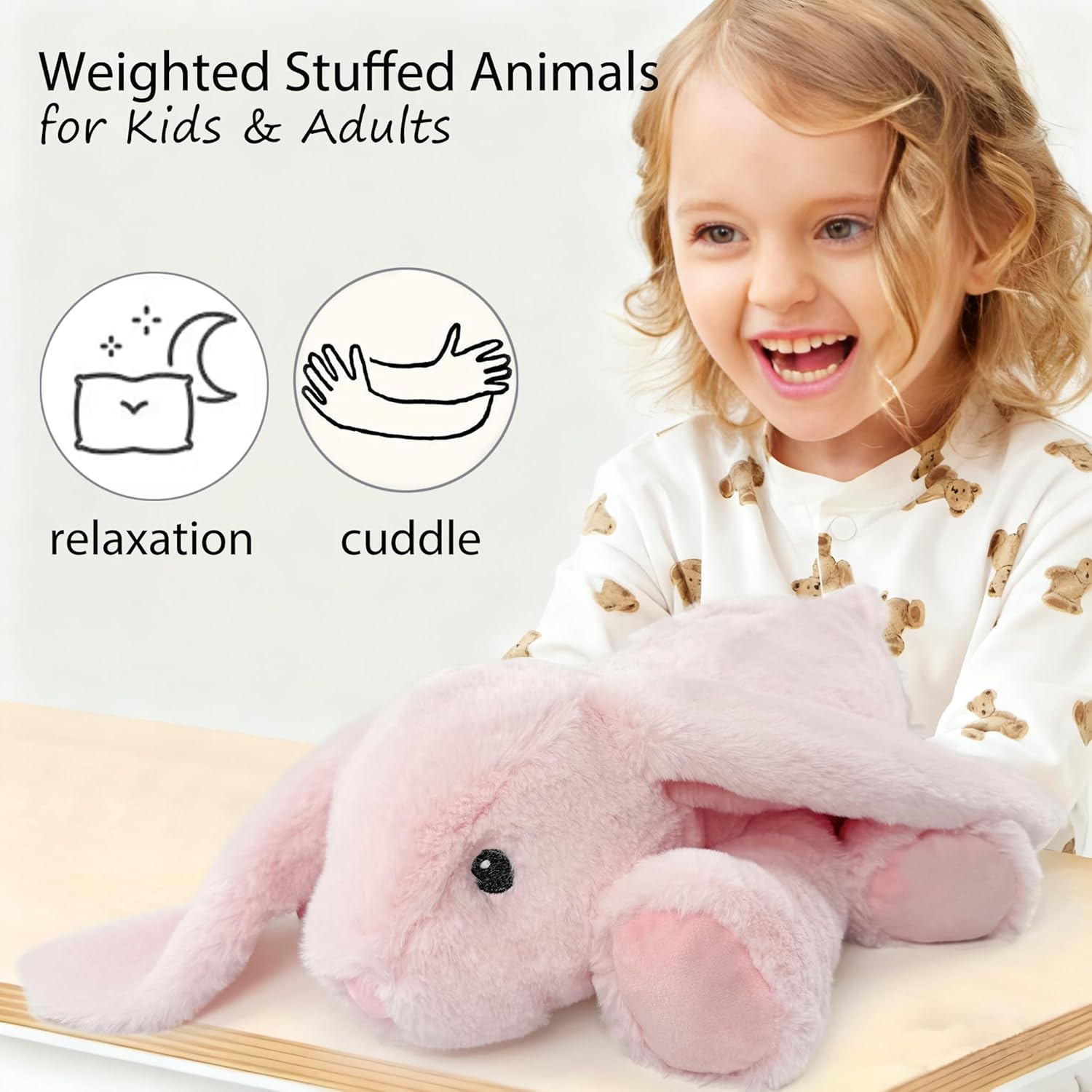 4.5 Lbs Weighted Stuffed Animals 22" Soft Pink Rabbit Plush Weighted Bunny Plush Toys for Kids and Adults Cute and Huggable Plush Toy Gifts for Comfort and Relaxation (Bunny)