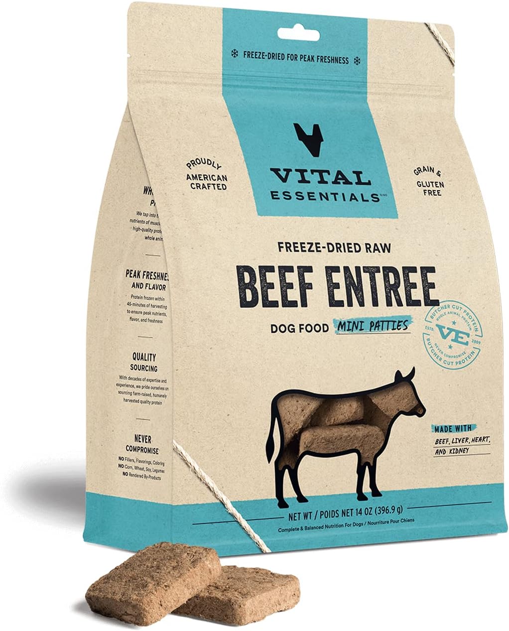 Vital Essentials Freeze Dried Raw Dog Food, Beef Mini
