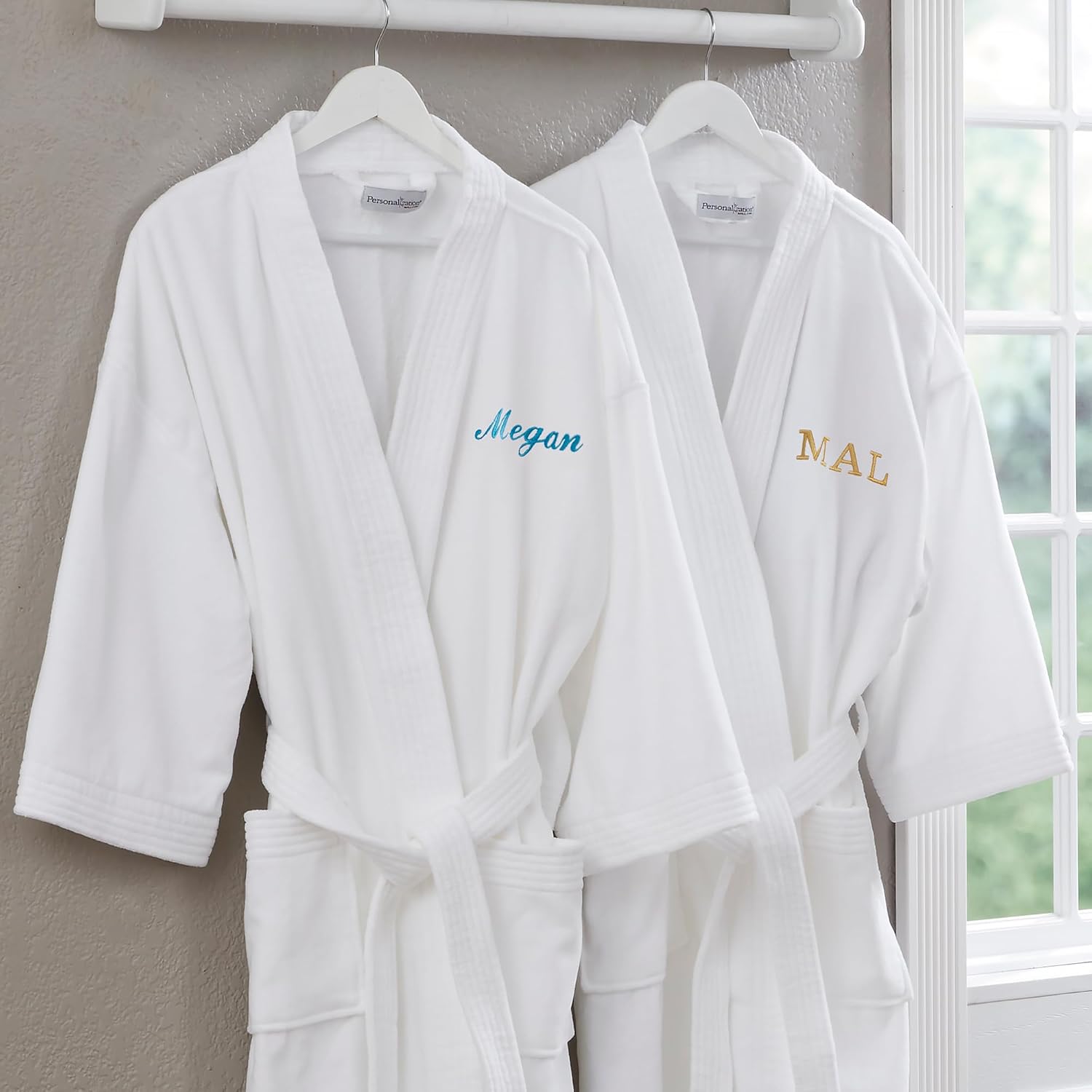 Personalization Universe Special Occasions White Embroidered Spa Robe For Him & Her