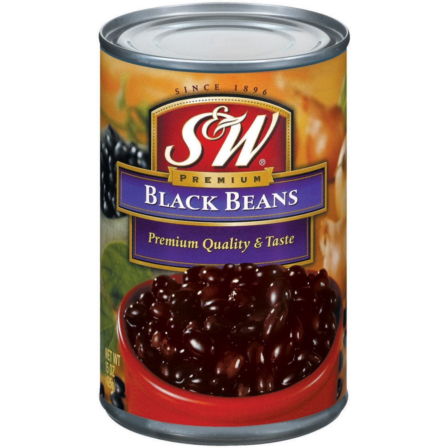 S&W Black Beans, 15-Ounce (Pack of 12)