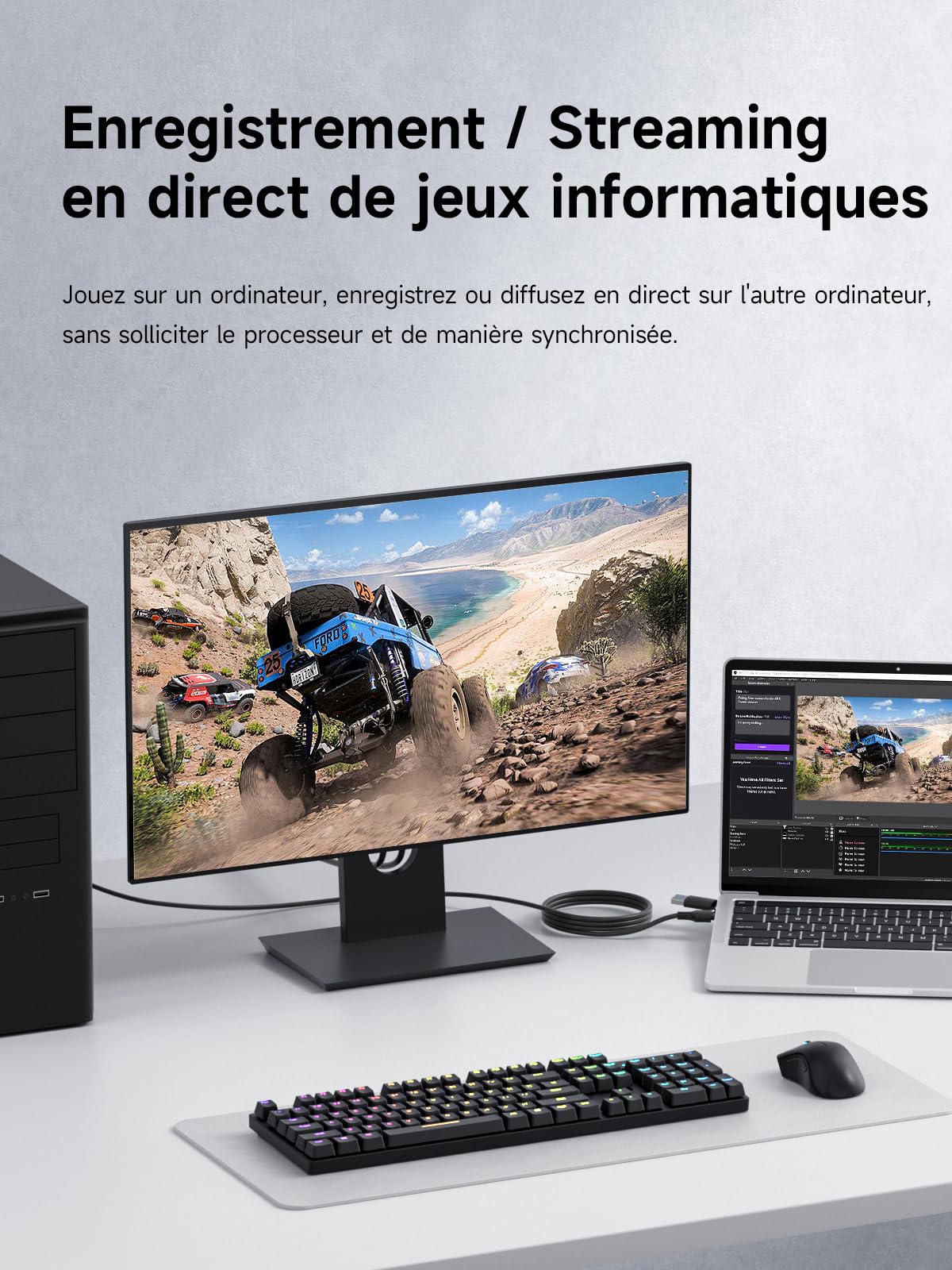 Hagibis Carte de Capture vidéo USB 3.0 avec 100 W PD, câble HDMI vers USB A/USB C 1080p @ 60 fps YUY2 MJPEG MS2130 pour Quest 3 VR Switch PS4/5 Diffusion en Direct, Jeux, Streaming, enregistreur