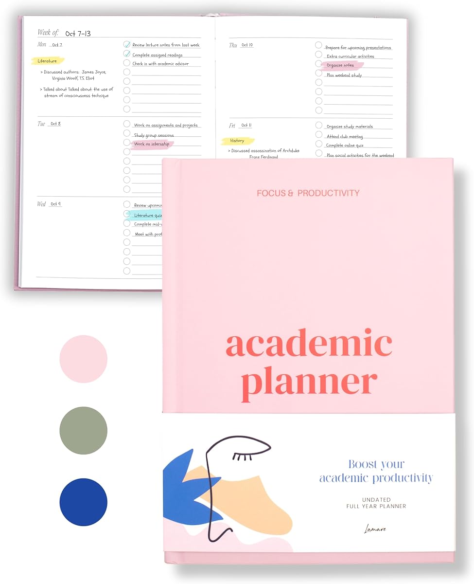 Lamare Academic Planner 2026-2027 – Undated Weekly College Student Planner | College Planner 2026-2027 and School Planner 2026-2027 for High School, College, Nursing Students & Homeschool Year Planner