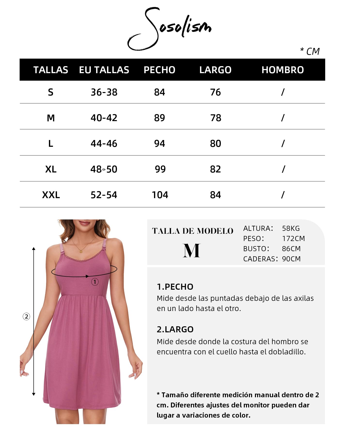 Sosolism Camisón de Lactancia Materna Vestido de Maternidad sin Mangas para Mujer con Encaje Ropa de Dormir
