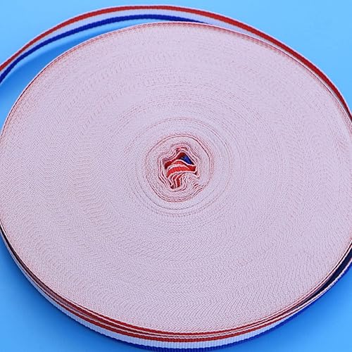 Miniatura 4 de EXCEART Cinta de poliéster de doble cara con rayas coloridas para manualidades paquete de regalo 04in 1640ftrollo rojo blanco y azul