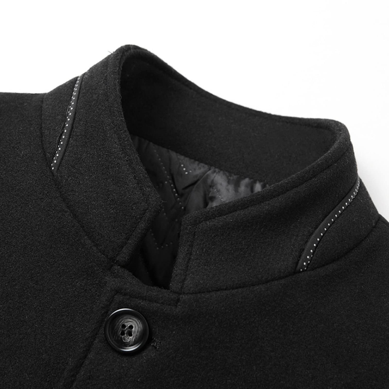 SRZYMJ Schwarz Mantel Herren Lange Jacke Casual Wollmantel Wintermantel Kerbkragen mit Knopfleiste Trenchcoat Herrenmantel Winter Warme Oberbekleidung Einreiher Business Outfit Coat Trenchcoat XXL